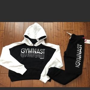 Justice girls gymnast hoodie set small